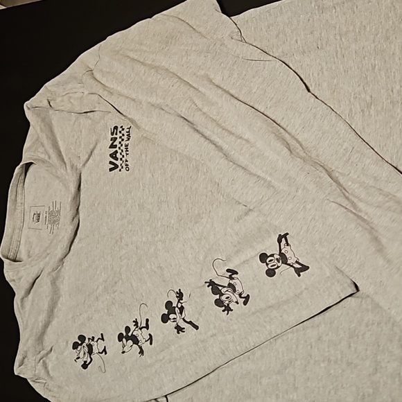 Vans Shirts Men's Grey Long Sleeve T Shirt Vans Disney Mickey Mouse - Picture 7 of 9